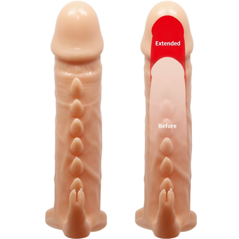 PRETTY LOVE - FUNDA PARA PENE EMMIT + ESTIMULADOR DE CLÍTORIS COLOR CARNE
