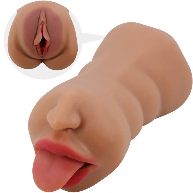 CRAZY BULL - SARAH DOBLE MASTURBADOR BOCA Y VAGINA CARNE
