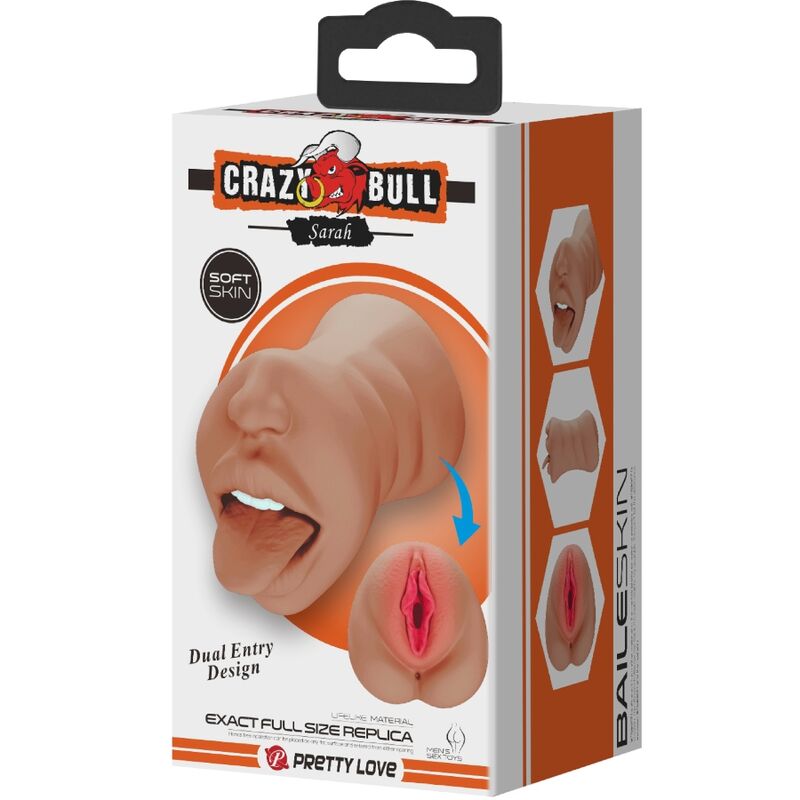 CRAZY BULL - SARAH DOBLE MASTURBADOR BOCA Y VAGINA CARNE