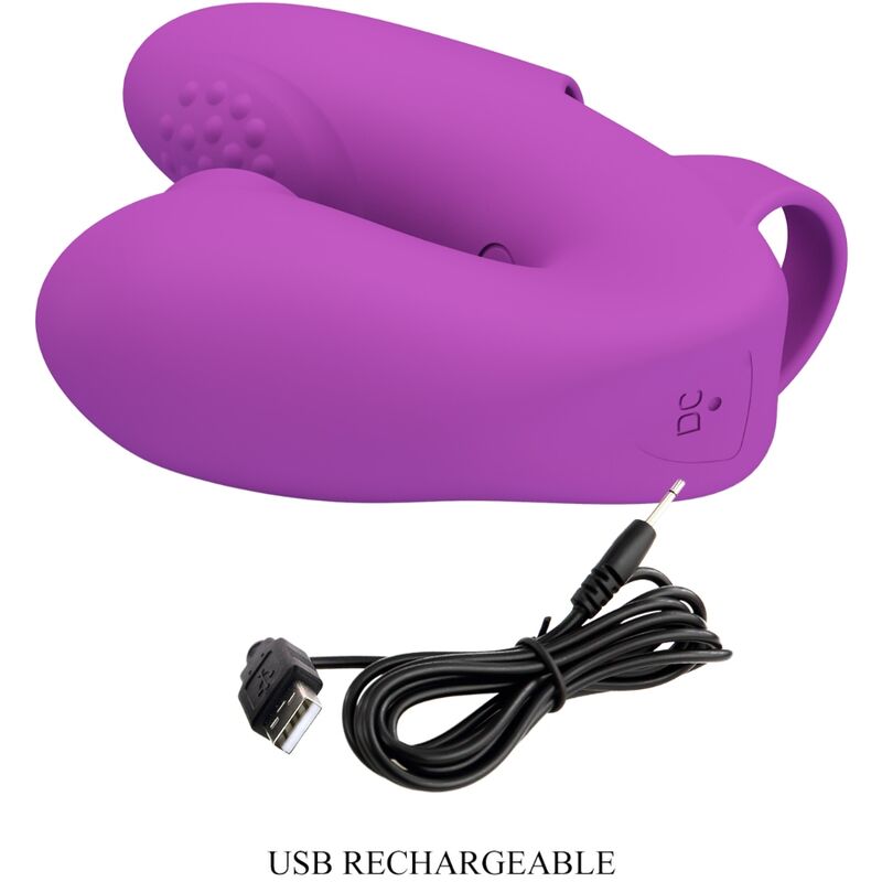 PRETTY LOVE - VIBRADOR DE DEDO ATHENA CON ESTIMULADOR DE CLÍTORIS MORADO