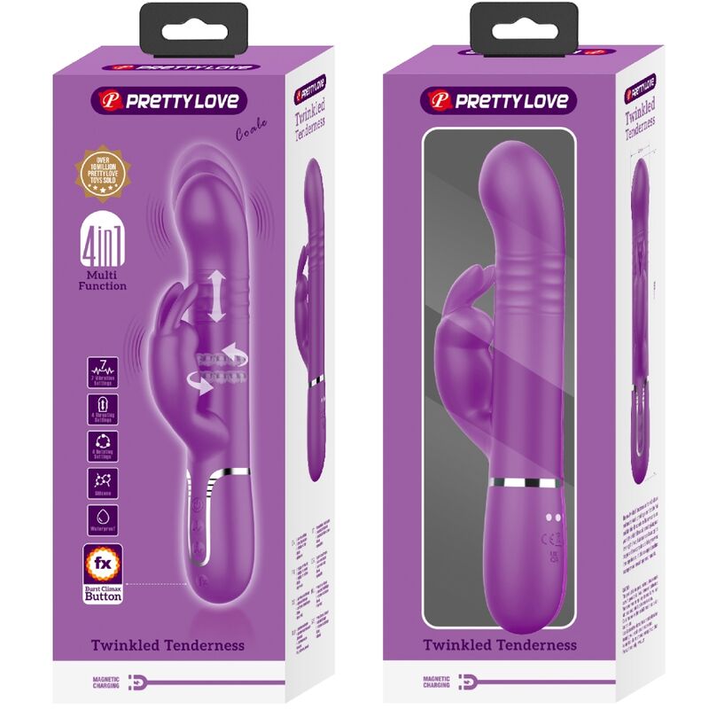PRETTY LOVE - COALE VIBRADOR CONEJO MULTIFUNCIÓN 4 EN 1 MORADO