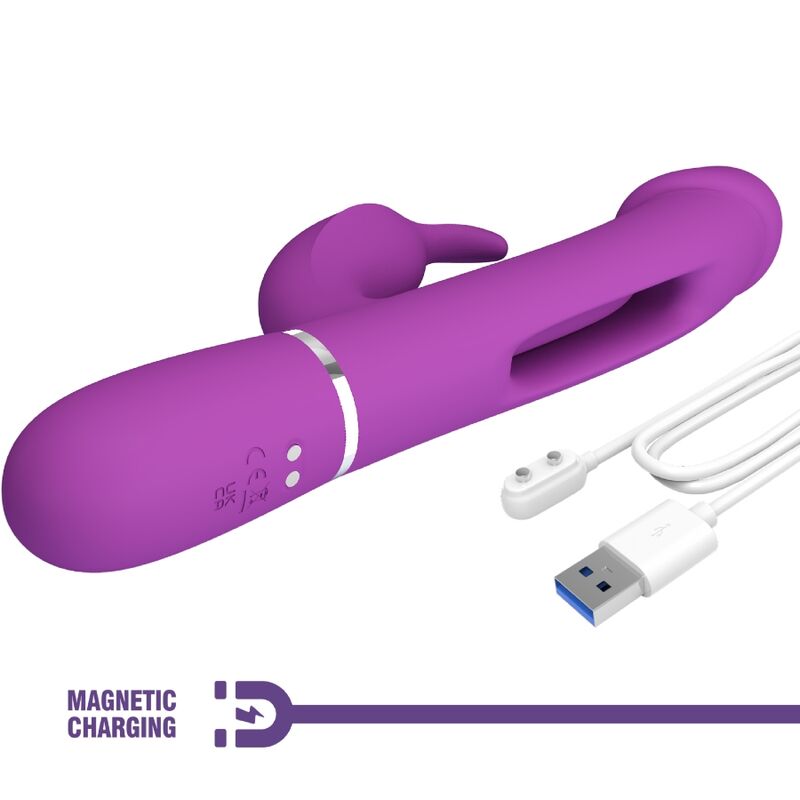 PRETTY LOVE - KAMPAS VIBRADOR CONEJO MULTIFUNCIÓN 3 EN 1 MORADO