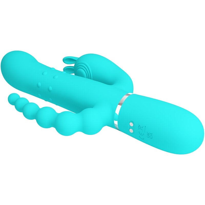 PRETTY LOVE - CAMMY VIBRADOR TRIPLE CONEJO MULTIFUNCIÓN 4 EN 1 AZUL