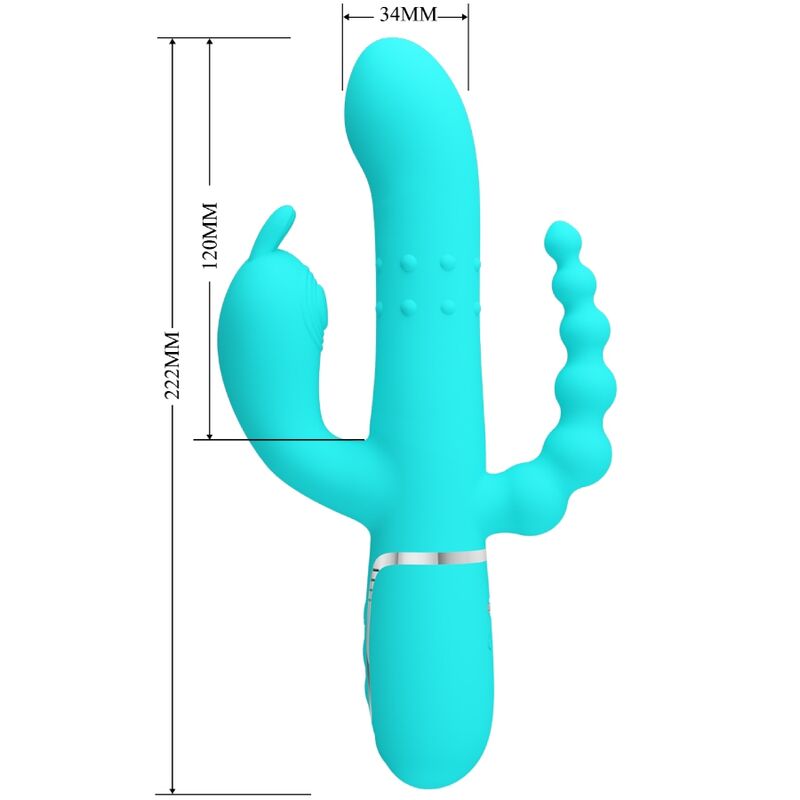 PRETTY LOVE - CAMMY VIBRADOR TRIPLE CONEJO MULTIFUNCIÓN 4 EN 1 AZUL