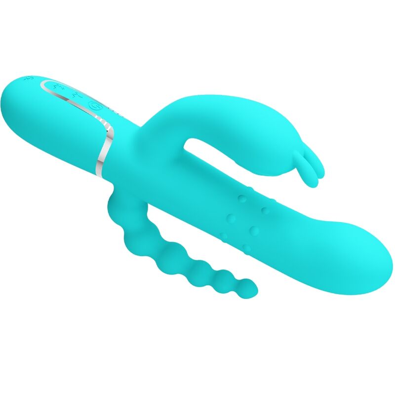PRETTY LOVE - CAMMY VIBRADOR TRIPLE CONEJO MULTIFUNCIÓN 4 EN 1 AZUL