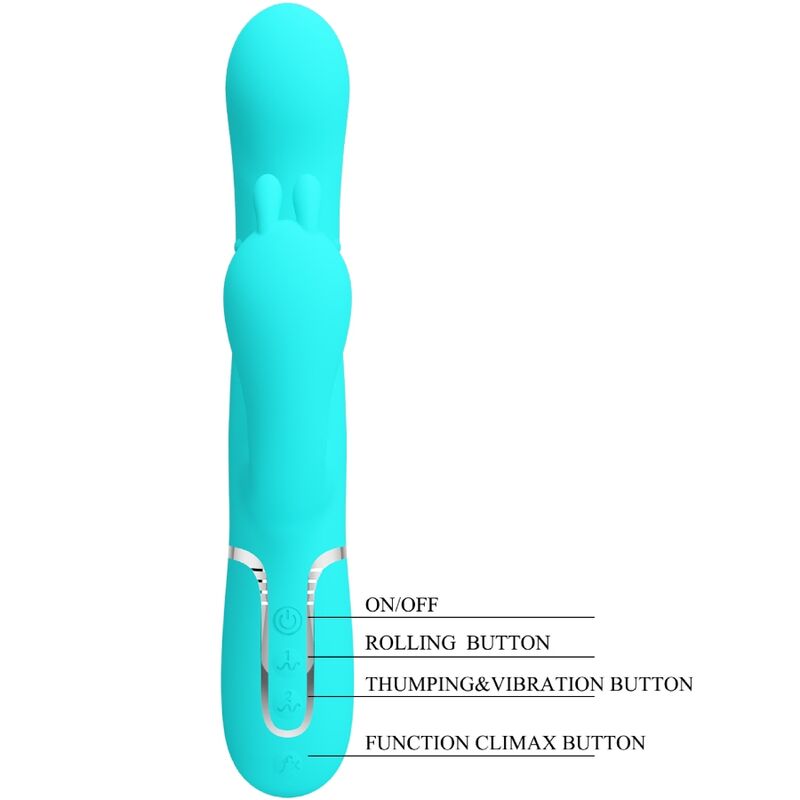 PRETTY LOVE - CAMMY VIBRADOR TRIPLE CONEJO MULTIFUNCIÓN 4 EN 1 AZUL