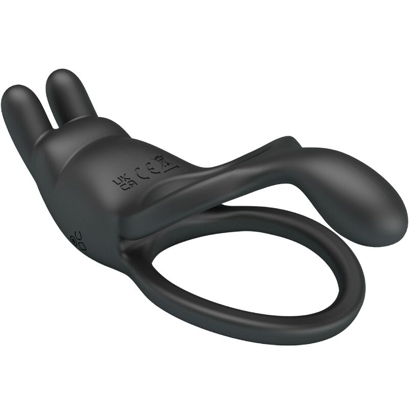 PRETTY LOVE - SETH ANILLO VIBRADOR DOBLE CONEJO 7 VIBRACIONES NEGRO