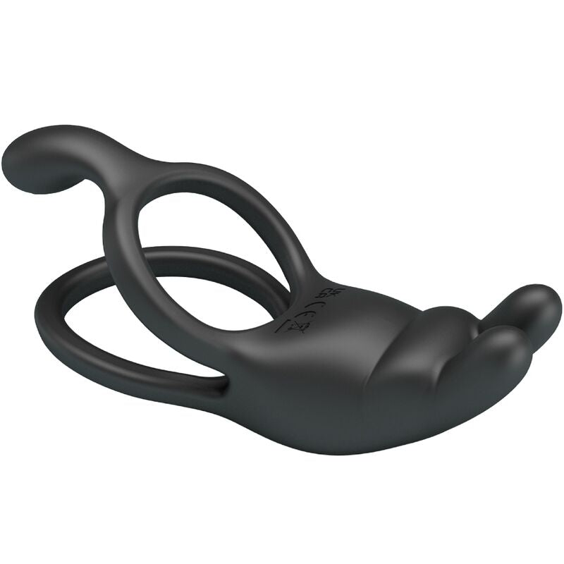 PRETTY LOVE - SETH ANILLO VIBRADOR DOBLE CONEJO 7 VIBRACIONES NEGRO
