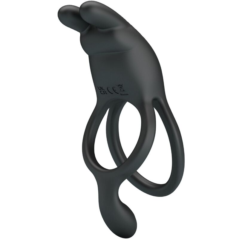 PRETTY LOVE - SETH ANILLO VIBRADOR DOBLE CONEJO 7 VIBRACIONES NEGRO
