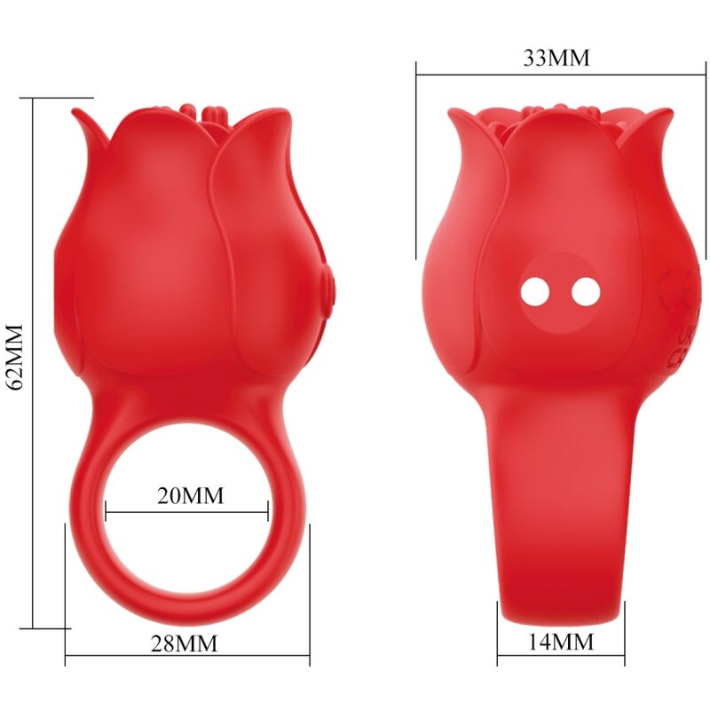 PRETTY LOVE - VIBRADOR DE DEDO JAE ROSE CON FORMA DE 10 VIBRACIONES ROJO