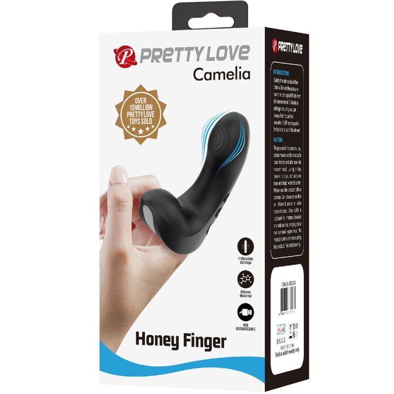 PRETTY LOVE - VIBRADOR DE DEDO CAMELIA 7 VIBRACIONES NEGRO