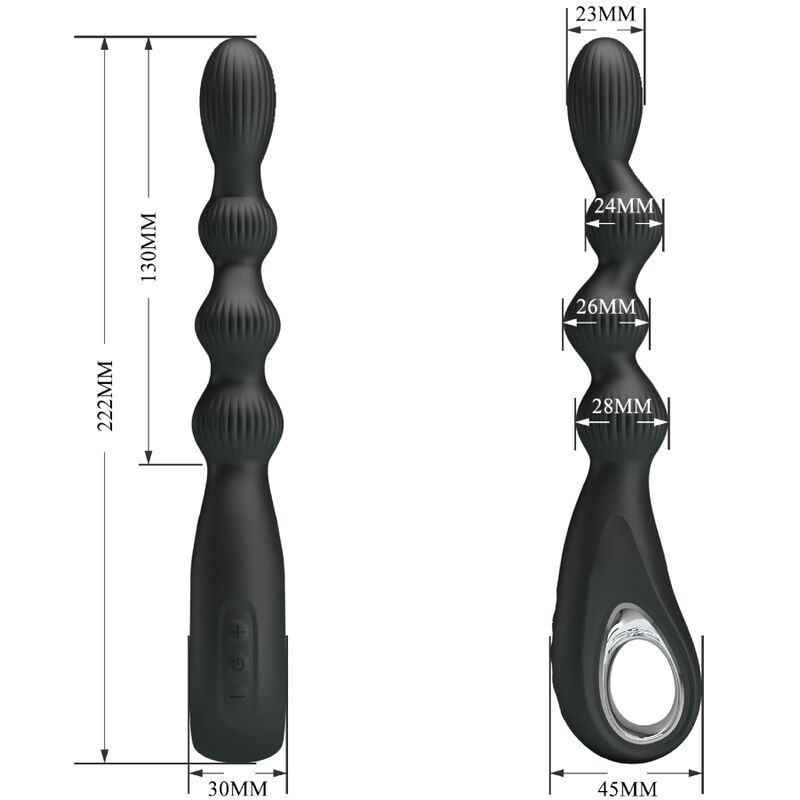 PRETTY LOVE - VIBRADOR ANAL FEDERER 12 VIBRACIONES NEGRO