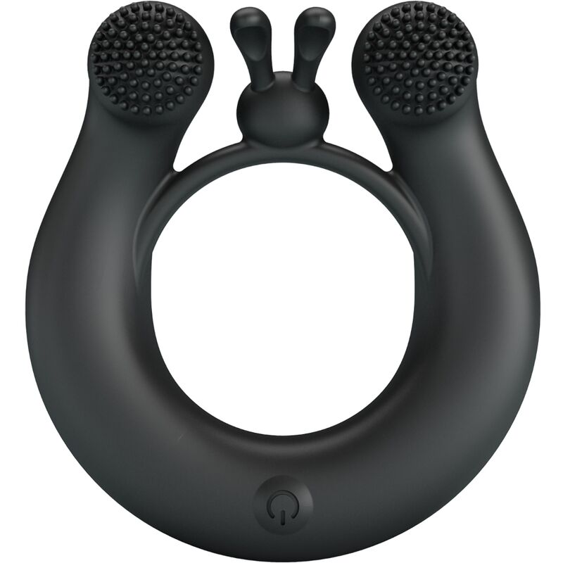 PRETTY LOVE - ANILLO VIBRADOR DAHLIA + ESTIMULADOR DE CLÍTORIS 12 VIBRACIONES NEGRO