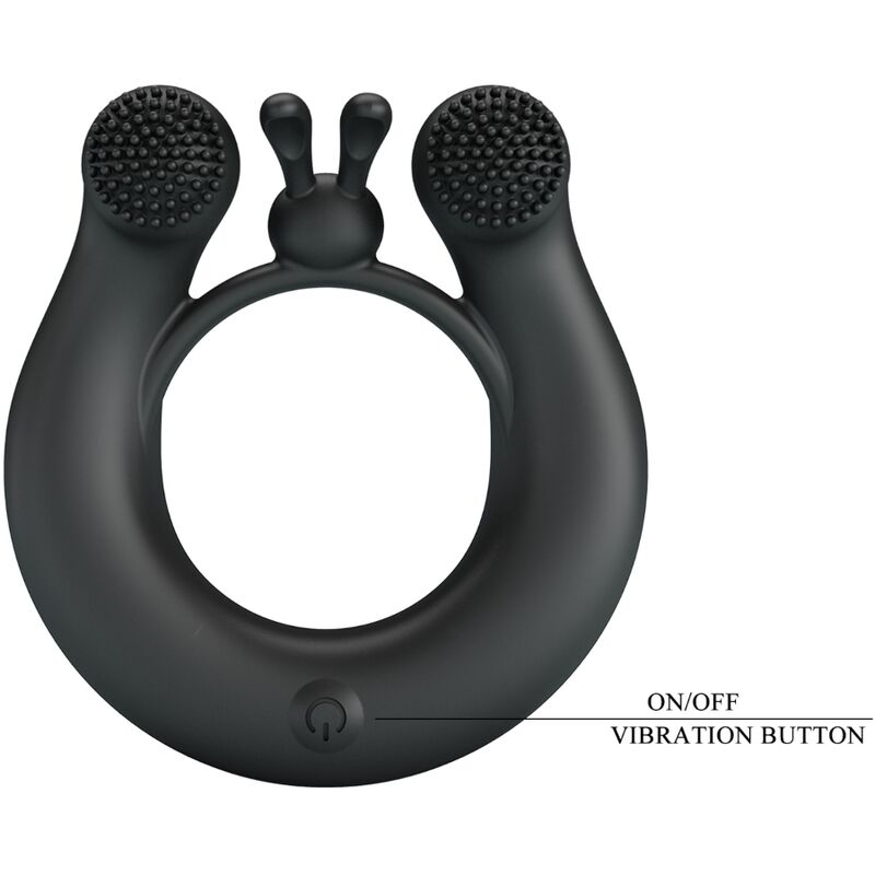 PRETTY LOVE - ANILLO VIBRADOR DAHLIA + ESTIMULADOR DE CLÍTORIS 12 VIBRACIONES NEGRO