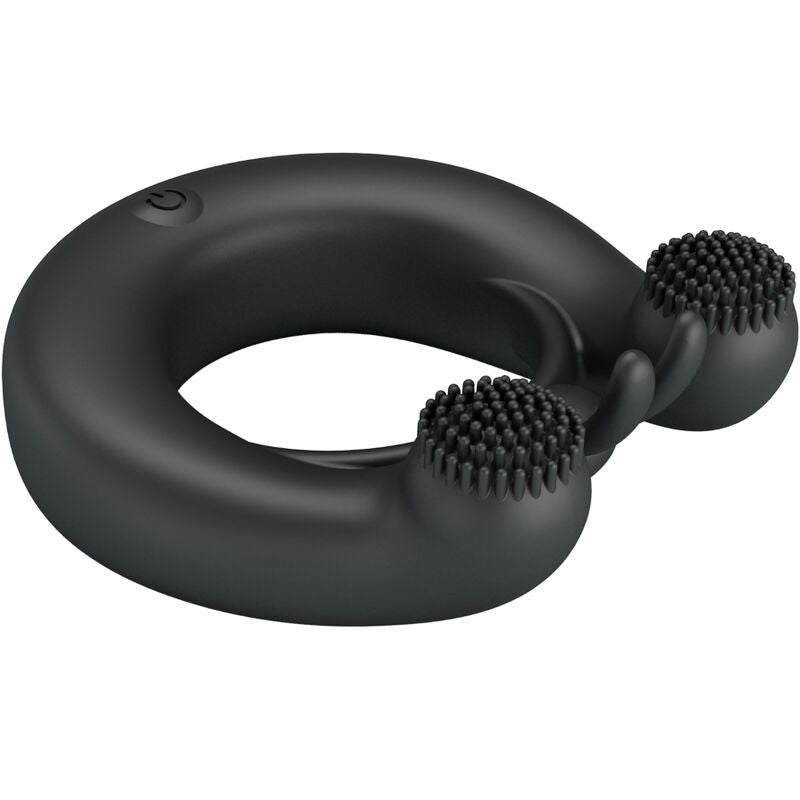 PRETTY LOVE - ANILLO VIBRADOR DAHLIA + ESTIMULADOR DE CLÍTORIS 12 VIBRACIONES NEGRO