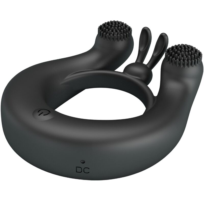 PRETTY LOVE - ANILLO VIBRADOR DAHLIA + ESTIMULADOR DE CLÍTORIS 12 VIBRACIONES NEGRO