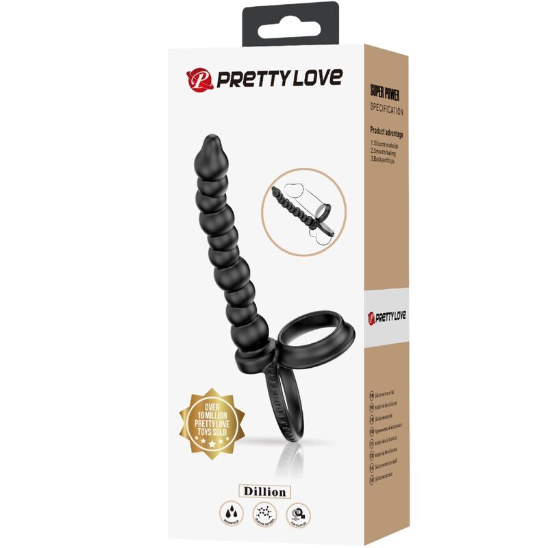 PRETTY LOVE - ANILLO PARA EL PENE DILLION DOBLE PENETRACIÓN NEGRO