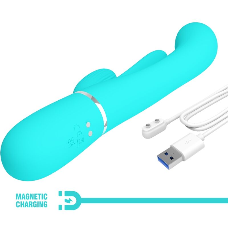 PRETTY LOVE - SHANIA TRIPLE RABBIT VIBRADOR MULTIFUNCIÓN 3 EN 1 AZUL