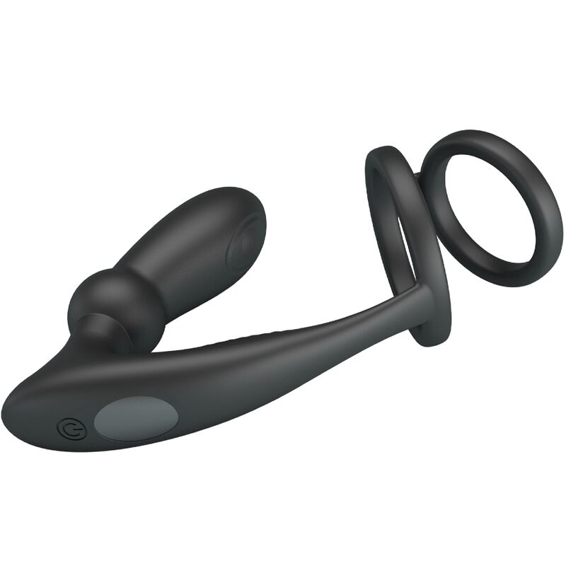 PRETTY LOVE - EMONI ANILLO PARA EL PENE + PLUG ANAL 12 VIBRACIONES NEGRO
