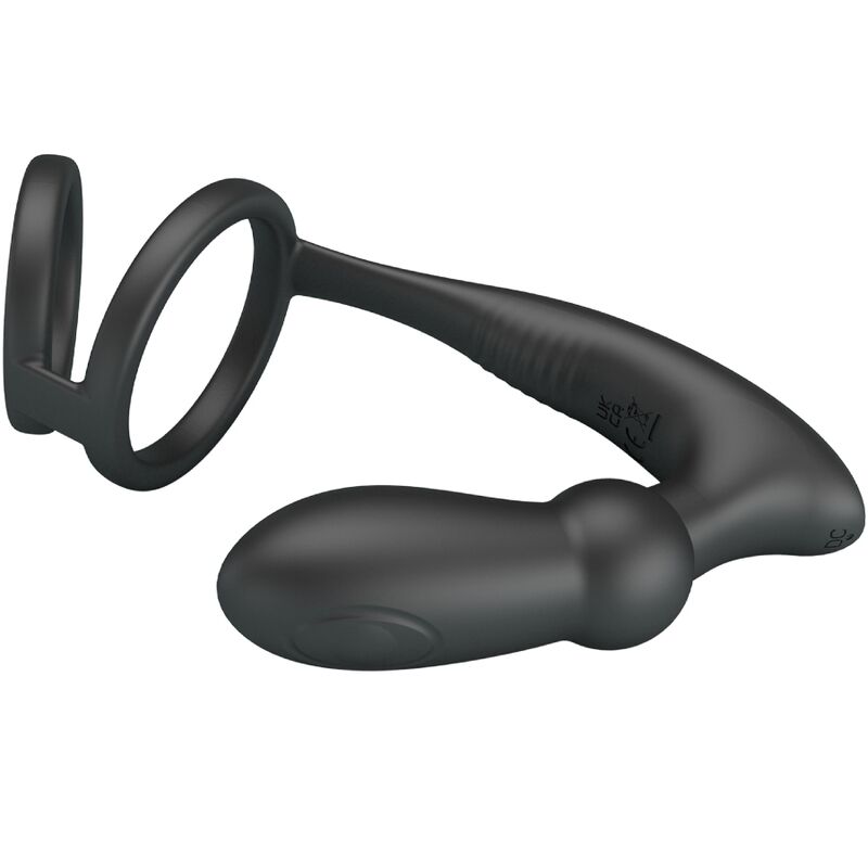 PRETTY LOVE - EMONI ANILLO PARA EL PENE + PLUG ANAL 12 VIBRACIONES NEGRO