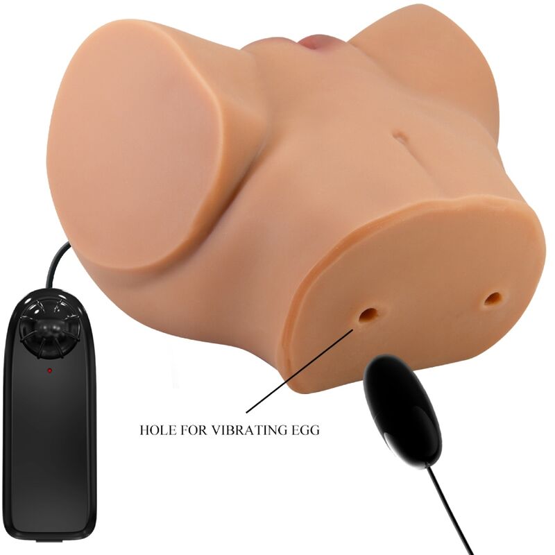 CRAZY BULL - VIBRADOR EMILIA ASS CON VAGINA Y ANO REALISTAS CONTROL REMOTO CARNE