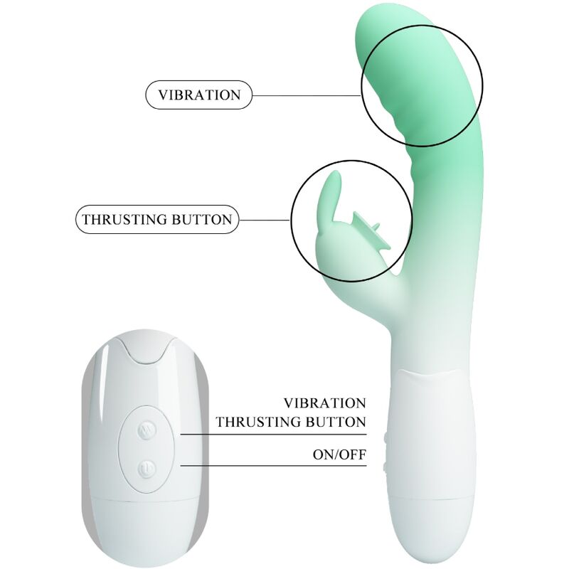 PRETTY LOVE - VIBRADOR CERBERUS RABBIT 30 VIBRACIONES VERDE
