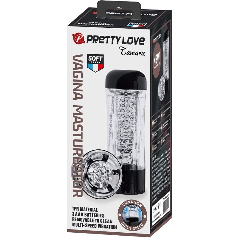 PRETTY LOVE - MASTURBADOR MASCULINO TAMARA VIBRADOR MULTIVELOCIDAD NEGRO