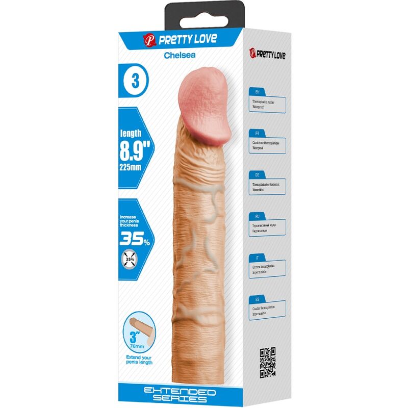 PRETTY LOVE - FUNDA PARA EL PENE CHELSEA CON EXTENSIÓN DE 7,6 CM COLOR CARNE
