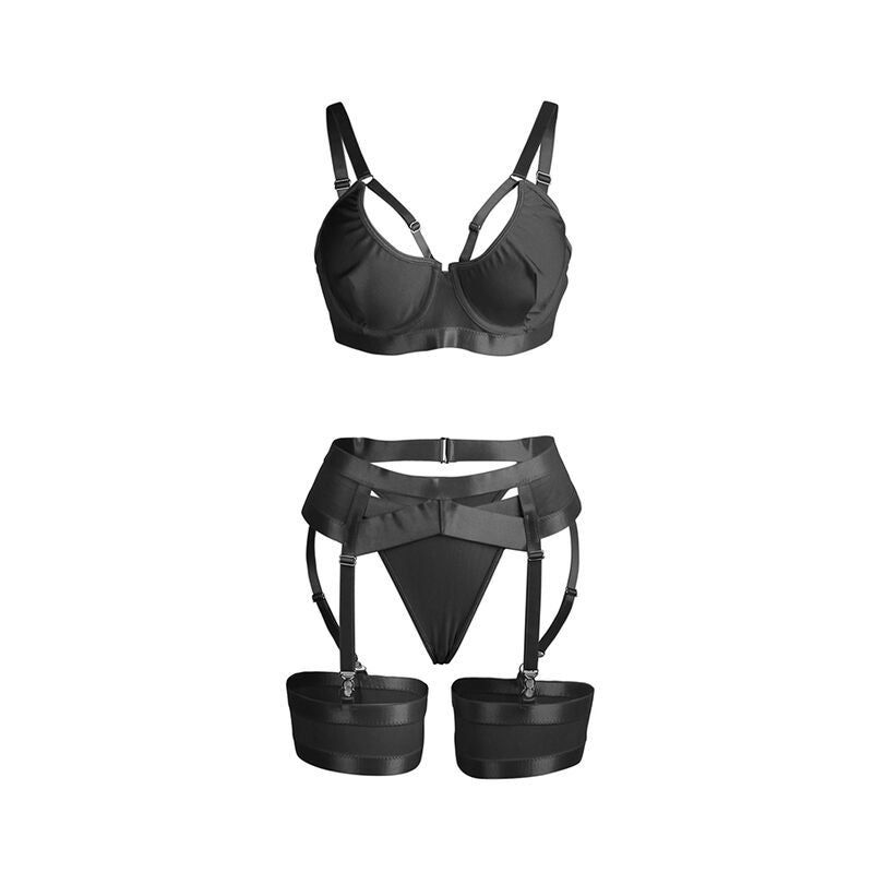 SUBBLIME - 955236 REGGISENO BONDAGE NERO CON GIARRETTIERA S/M