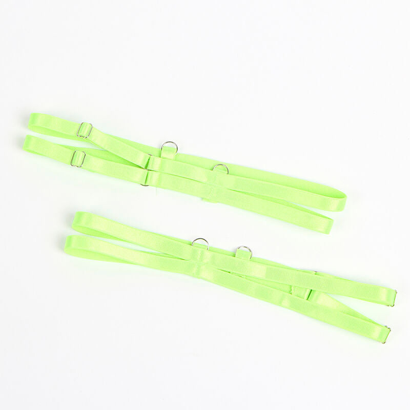 SUBBLIME - 955311 COMPLETO REGGISENO CON PIZZO E RIGHE GIARRETTIERE VERDE E BLU S/M