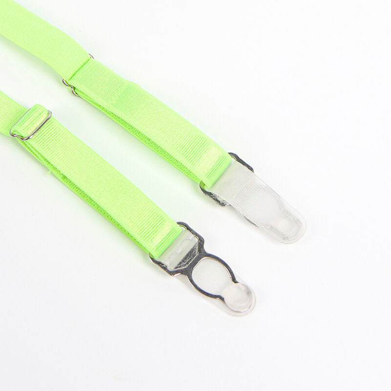 SUBBLIME - 955311 COMPLETO REGGISENO CON PIZZO E RIGHE GIARRETTIERE VERDE E BLU S/M