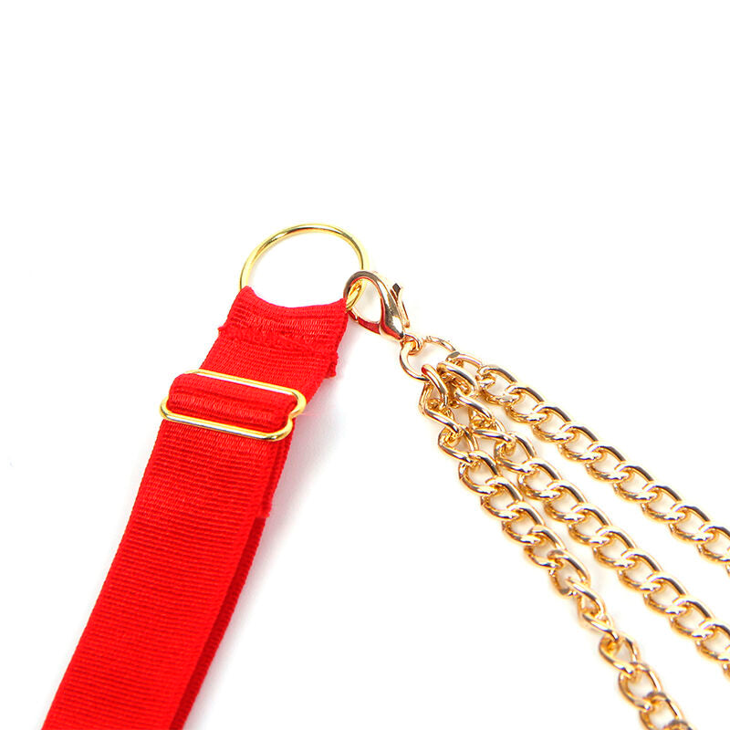 SUBBLIME - 955519 CONJUNTO DE SUJETADOR CON CADENAS Y CORAZÓN DE MALLA ROJO S/M