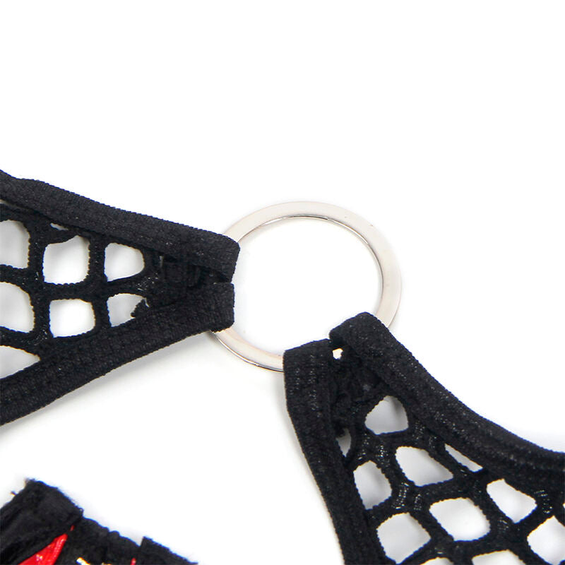 SUBBLIME - 955540 CONJUNTO DE SUJETADOR CON CREMALLERA DE MALLA DE CHAROL ROJO L/XL