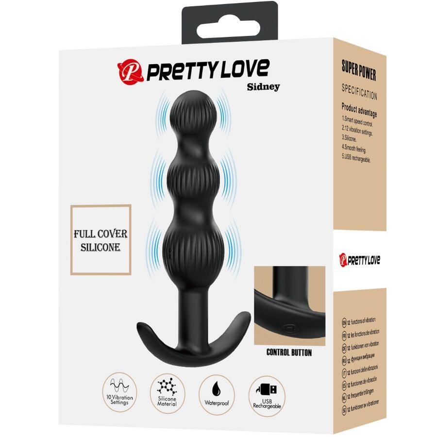 PRETTY LOVE - VIBRADOR ANAL SIDNEY 10 VIBRACIONES NEGRO