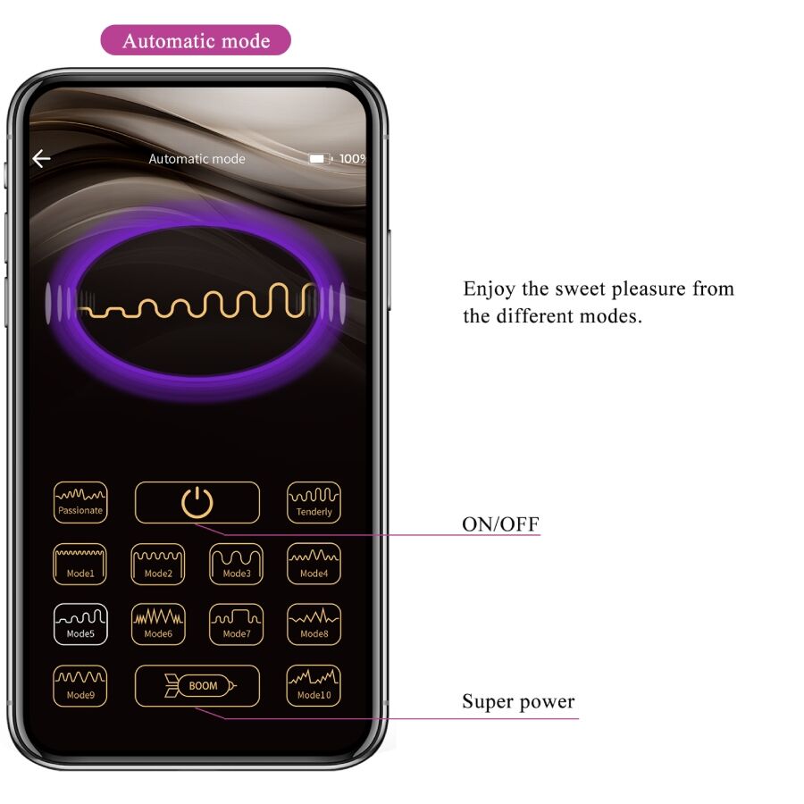 PRETTY LOVE - VIBRADOR LEVIATHAN CONTROLADO POR APLICACIÓN MORADO
