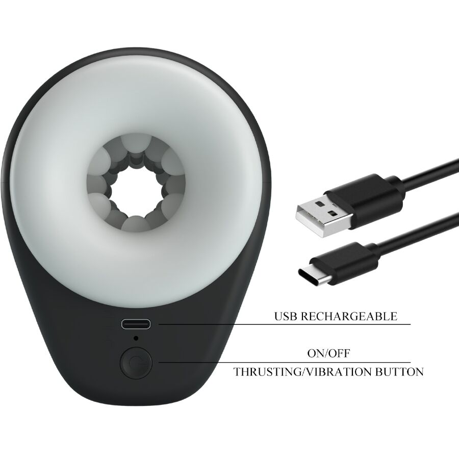 PRETTY LOVE - DJ GIRL MALE MASTURBATOR WITH VIBRATION 5 SETTINGS NEGRO