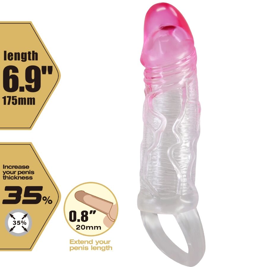 PRETTY LOVE - FUNDA REALISTA PARA AMPLIACIÓN DE PENE ODES DE 2 CM ROSA