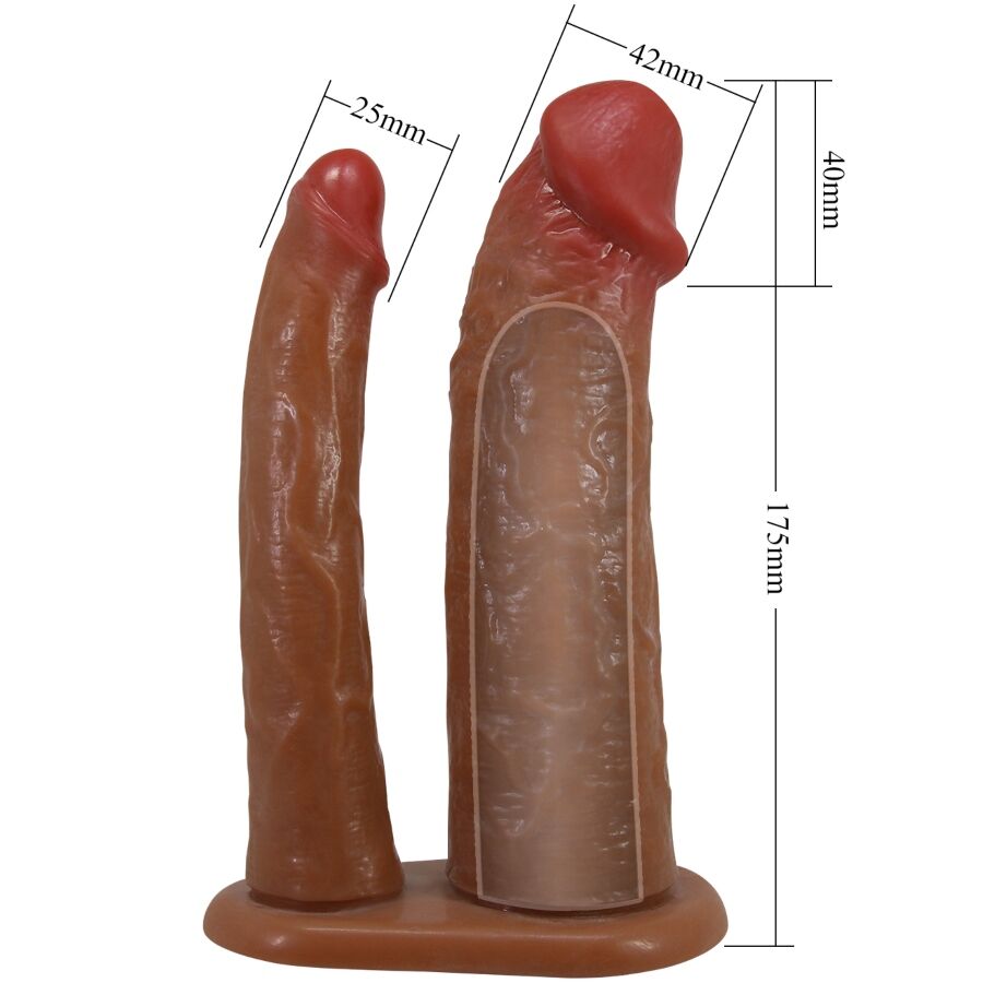 PRETTY LOVE - FUNDA DOBLE PARA PENE YAIRON CON EXTENSIÓN DE 4 CM MULATO