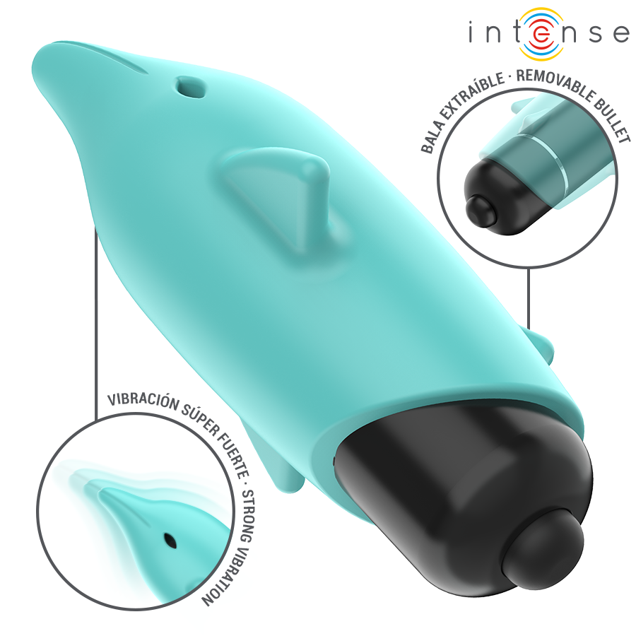 INTENSE - ECHO VIBRATING BULLET DOLPHIN BLUE 8 X 4.7 CM