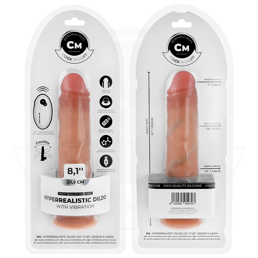 COCK MILLER - REALISTIC DILDO WITH SUCTION CUP AND REMOTE CONTROL VIBRATION 20.5 CM
