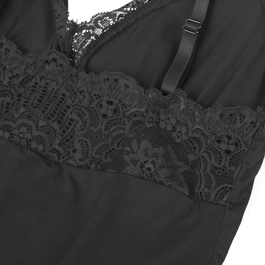 SUBBLIME - BLACK FLORAL LACE DETAIL TEDDY L/XL