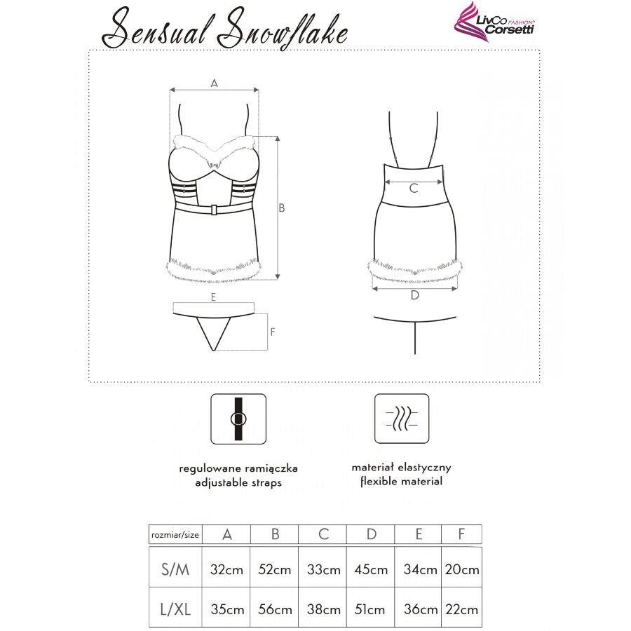LIVCO CORSETTI FASHION - SENSUAL SNOWFLAKE LC 90603 CAMICIA DA NOTTE + PERIZOMA + CERCHIETTO NATALIZIO S/M