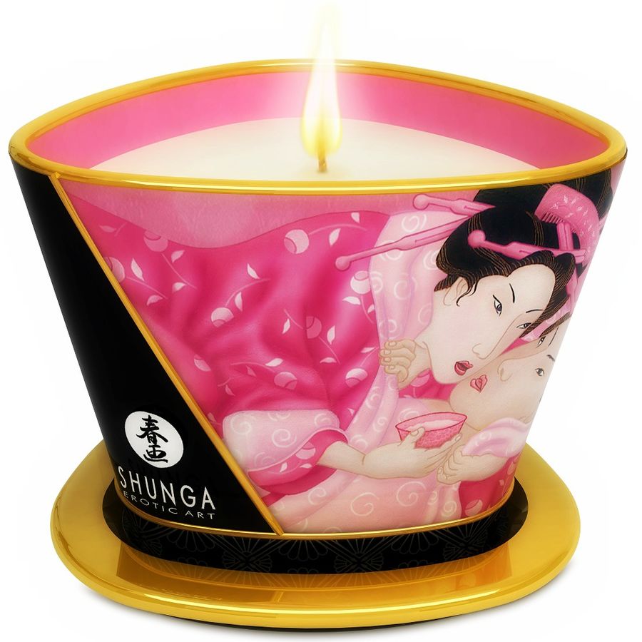SHUNGA - MINI CARESS BY CANDELIGHT CANDELA DA MASSAGGIO AFRODISIACA ALLA ROSA 170 ML