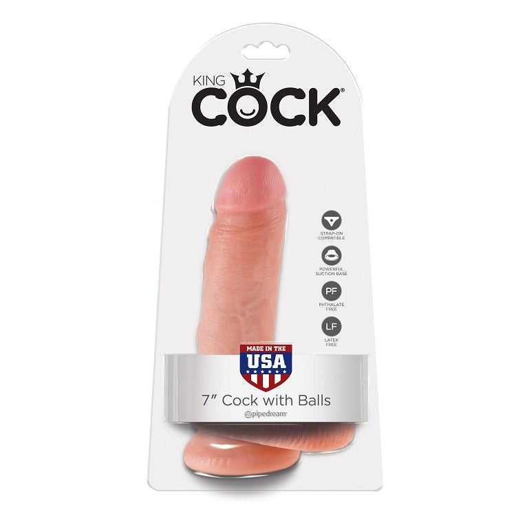 KING COCK - 7 DILDO FLESH CON PALLE 17,8 CM