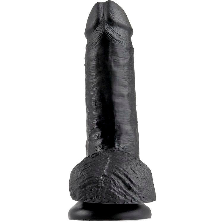 KING COCK - 7 DILDOS NEGRO CON BOLAS 17.8 CM