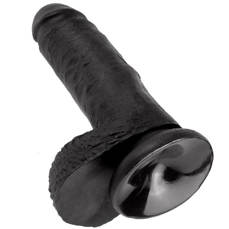 KING COCK - 7 DILDOS NEGRO CON BOLAS 17.8 CM