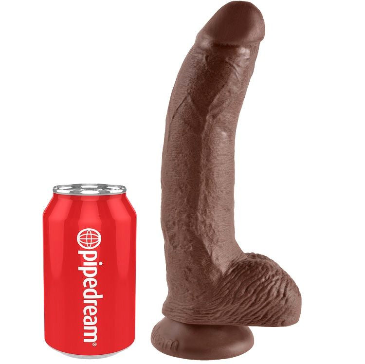 KING COCK - 9 DILDO MARRONE CON PALLE 22,9 CM