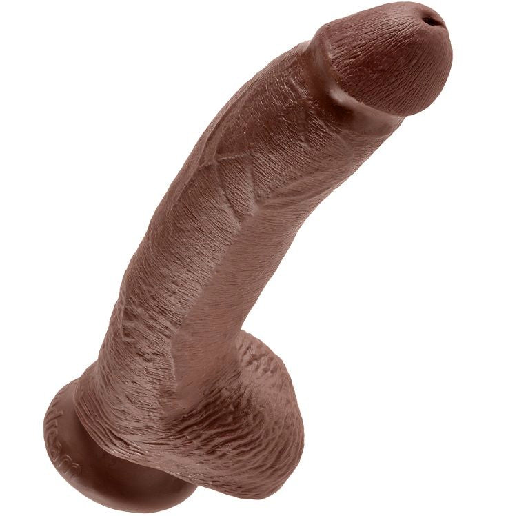 KING COCK - 9 DILDO MARRONE CON PALLE 22,9 CM