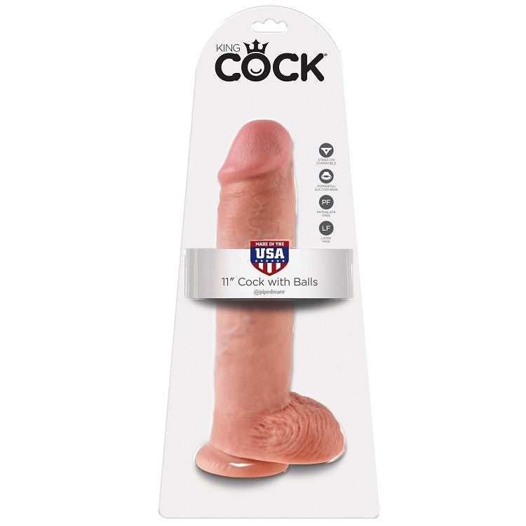 KING COCK - 11 DILDOS CARNE CON BOLAS 28 CM