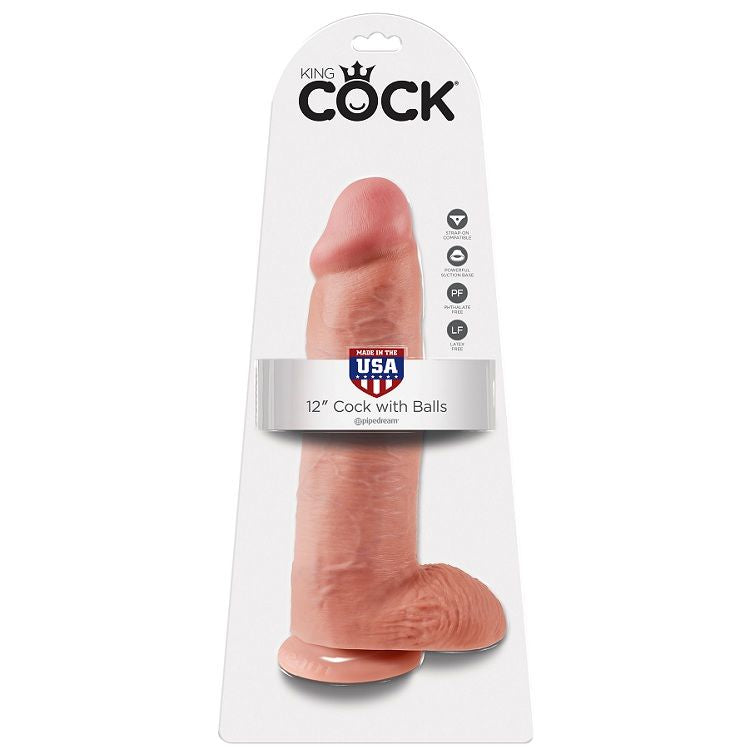 KING COCK - 12 DILDOS CARNE CON BOLAS 30.48 CM